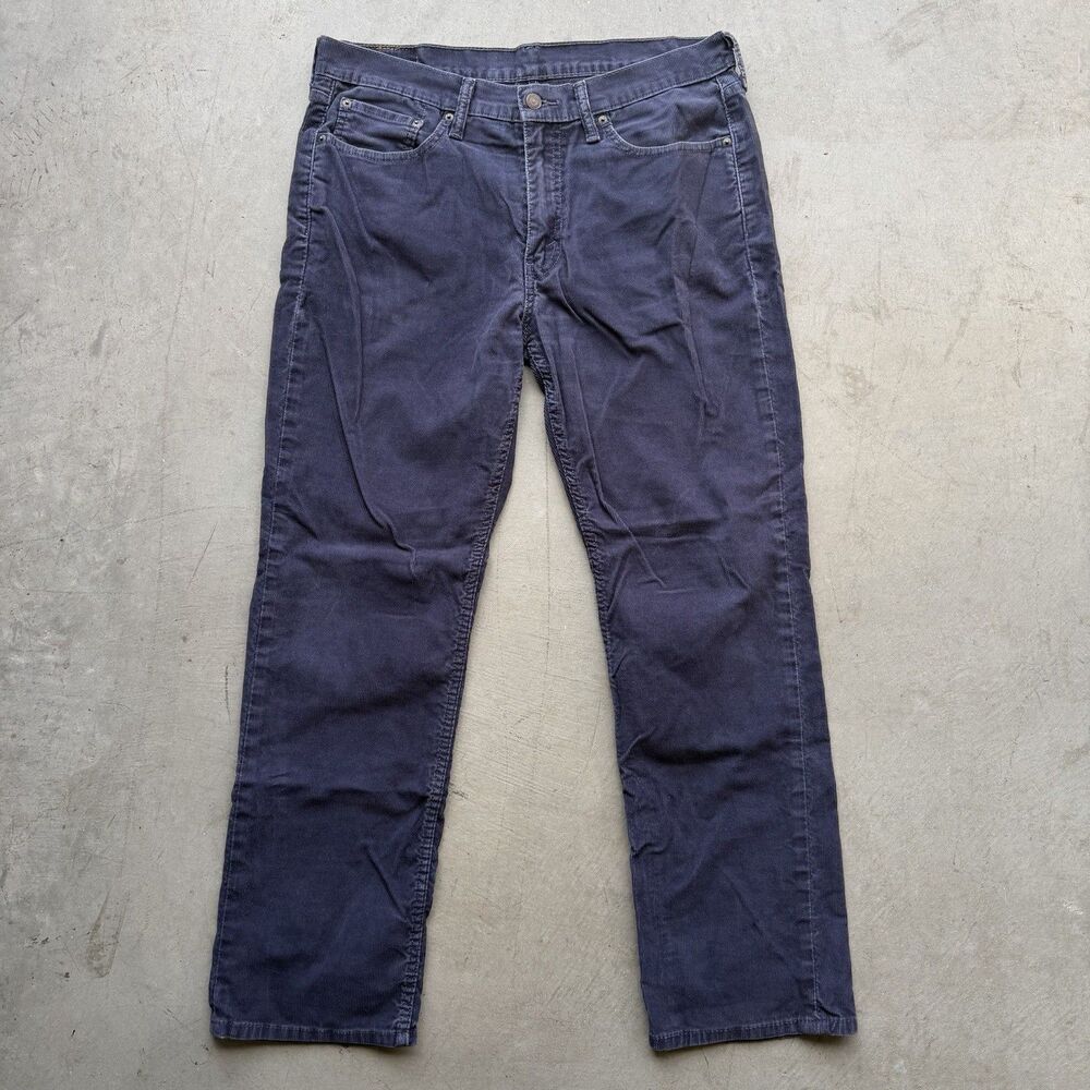Levi's 514 Y2K Corduroy Pants Mens 33 x 30 Straight Fit Blue 5-Pocket Preppy